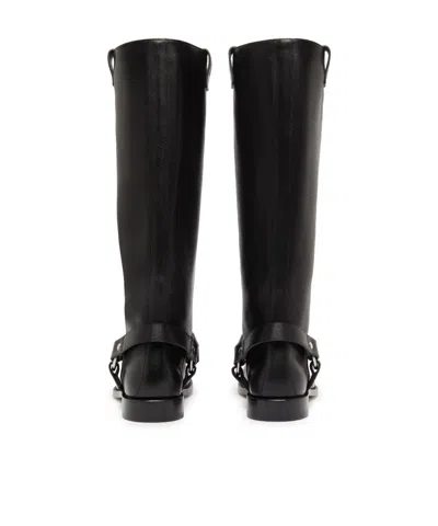 Loewe Campo Biker High Boot In Black Calfskin Leather In Black