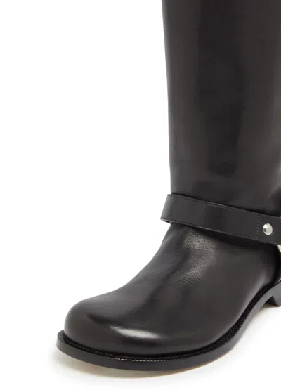 Loewe Campo Biker High Boot In Black Calfskin Leather In Black