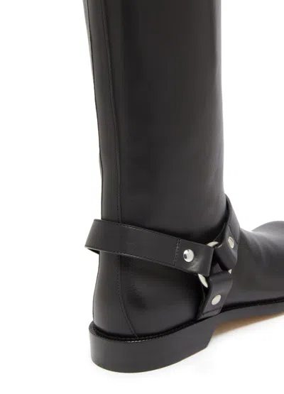 Loewe Campo Biker High Boot In Black Calfskin Leather In Black