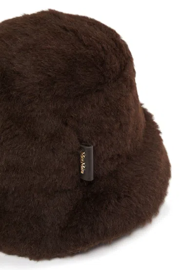 Max Mara Logo Hat In Dark Brown