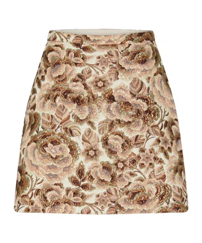 Valentino Gonna In After Winter Quilted Pink Lurex In Nude