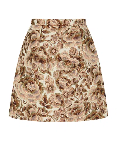 Valentino Gonna In After Winter Quilted Pink Lurex In Nude