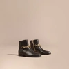 BURBERRY CHAIN DETAIL LEATHER ANKLE BOOTS,40208841