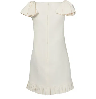Valentino Boat Neckline Silk And Wool Blend Dress In Nude