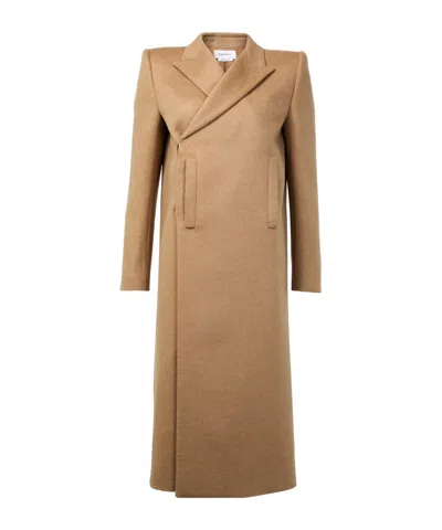Alexander Mcqueen Midi Trench Coat In Beige