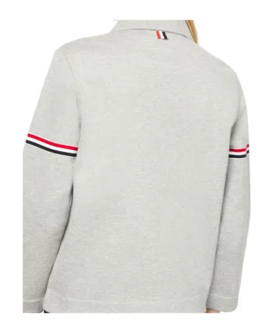 Thom Browne Cotton With Rwb Stripe Work Jacket In Grey