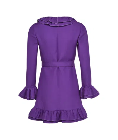 Valentino Purple Wool And Silk Mini Dress In Purple