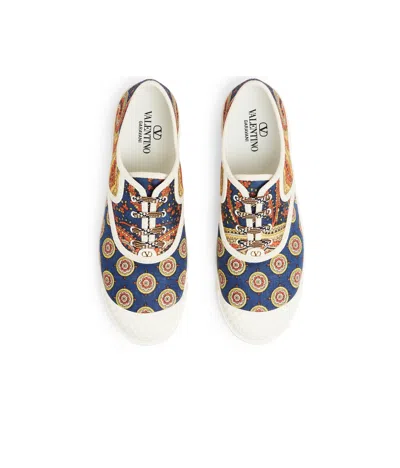 Valentino Sneaker Bay By Bay Denim Print In White