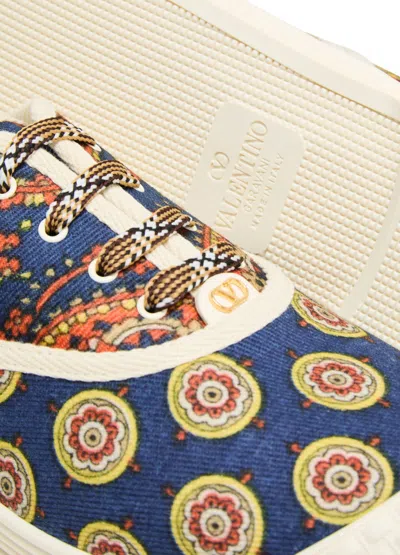 Valentino Sneaker Bay By Bay Denim Print In White