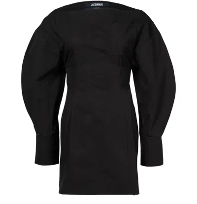 Jacquemus La Robe Chemise Casaco Cotton Minidress In Black