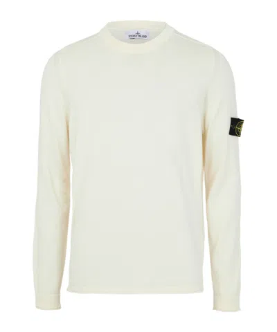 Stone Island Mens Ivory Brand-patch Crewneck Cotton-fleece Sweatshirt Xxl In White