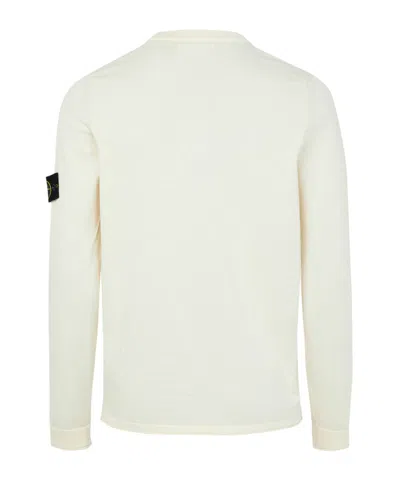 Stone Island Mens Ivory Brand-patch Crewneck Cotton-fleece Sweatshirt Xxl In White