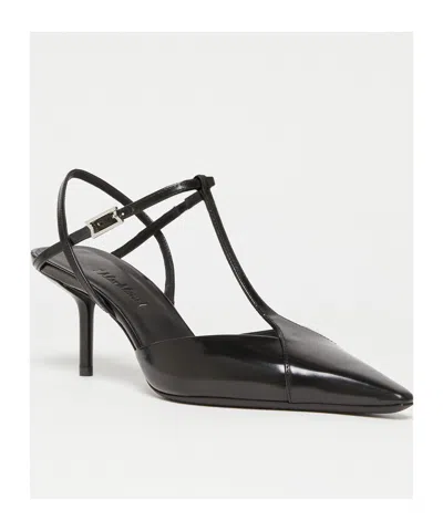 Max Mara Slingback In Abraded Leather In Black