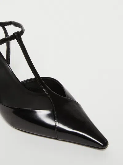Max Mara Slingback In Abraded Leather In Black