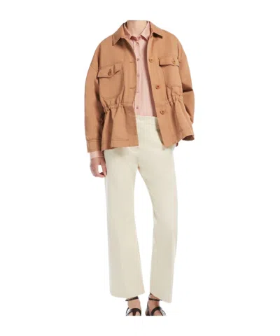 Weekend Max Mara Stretch Gabardine Flared Trousers In Ivory