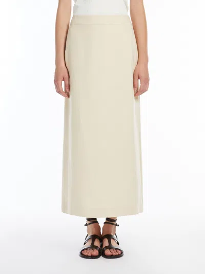 Weekend Max Mara Viscose And Linen Canvas Skirt In Avorio