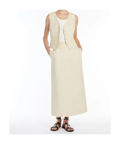 Weekend Max Mara Viscose And Linen Canvas Skirt In Avorio
