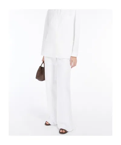 Max Mara High Belt Loop Casual Pants In White