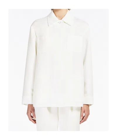 Max Mara Ragtime Drill Workwear Shirt Jacket In White