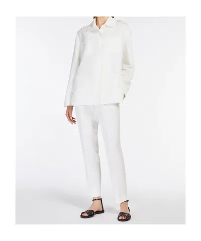 Max Mara Ragtime Drill Workwear Shirt Jacket In White