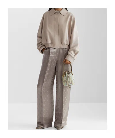 Fendi Oversized Bomber Jacket In Dove-grey