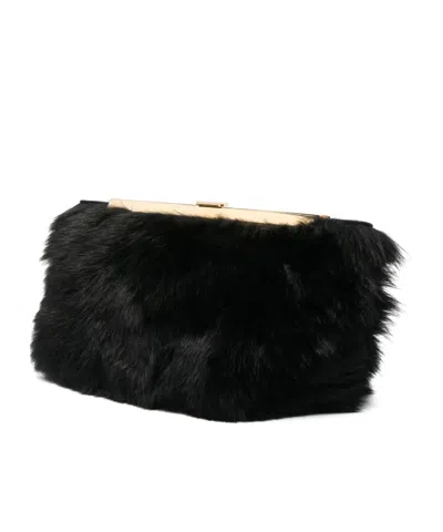 Khaite Aimee Shearling Clutch Bag In Black