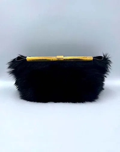 Khaite Aimee Shearling Clutch Bag In Black