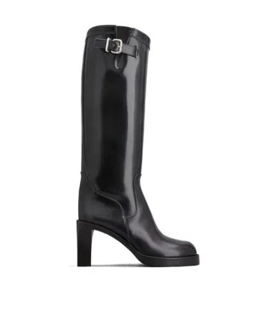Tod's Platform Leather Boots In Black
