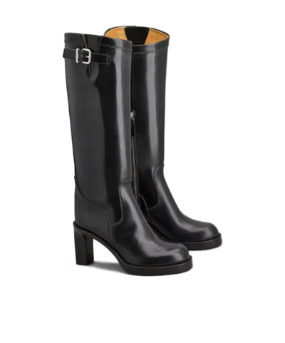 Tod's Platform Leather Boots In Black