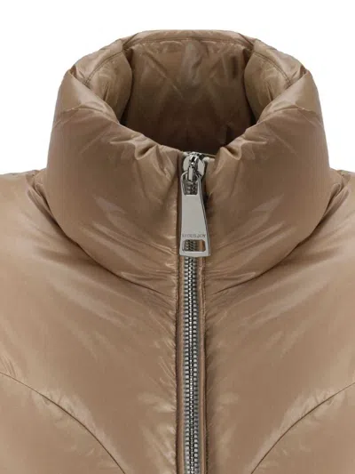 Khrisjoy Quilted High Collar Down Jacket With Side Pockets In Beige