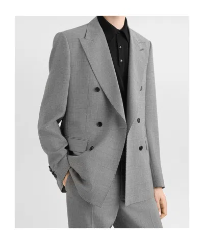 Dolce & Gabbana Double-breasted Wool Jacket In Gray