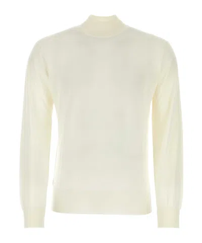 Pt Torino Foldable Cuffs Wool Knit In White