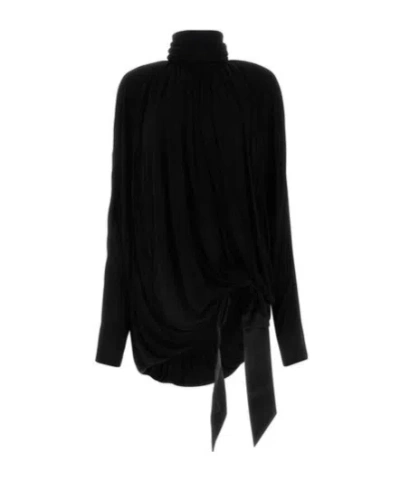 Saint Laurent Blusa In Viscosa Nera Uomo In Black