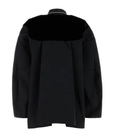 Sacai Black Grosgrain Oversize Jacket In Multi