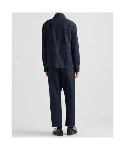 Prada Men's Chevron Denim Jeans In Navy