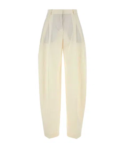 The Andamane Gabardine Trousers With Back Pockets And Pleated Design In Ivory