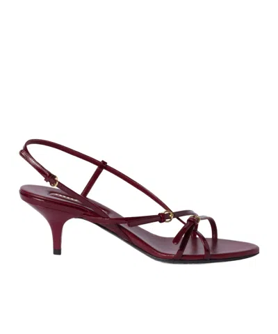 Miu Miu Leather Strappy Kitten Heel Sandals In Purple
