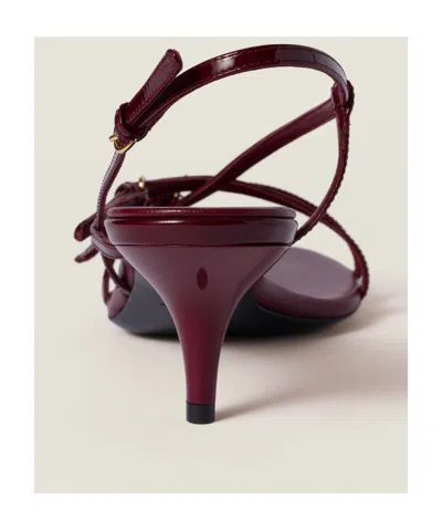 Miu Miu Leather Strappy Kitten Heel Sandals In Purple