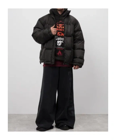 Vetements Logo-embroidered Padded Jacket In Black
