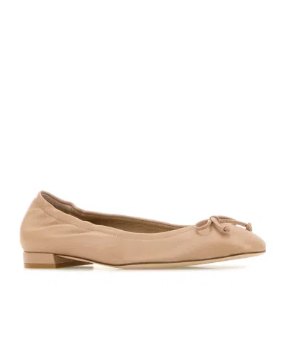Stuart Weitzman Powder Pink Leather Bria Ballerinas In Adobe