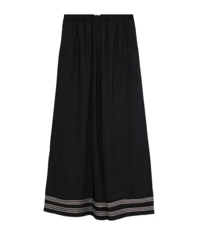 Bode Pantalone Dalla Gamba Ampia Mathilde In Viscosa Nera Donna In Black