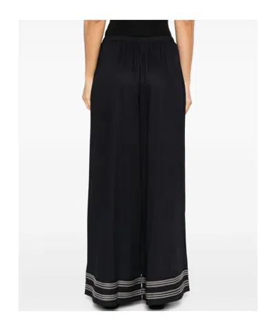 Bode Pantalone Dalla Gamba Ampia Mathilde In Viscosa Nera Donna In Black