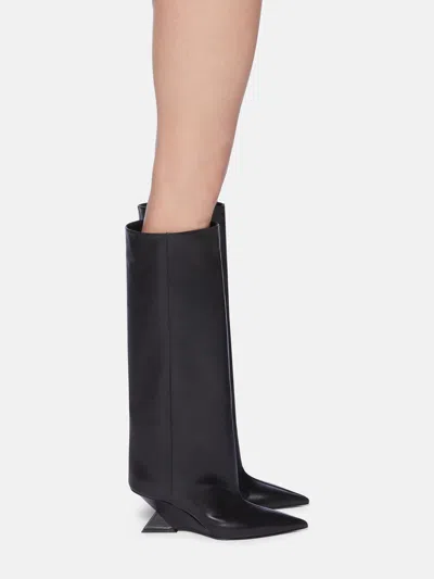 Attico Cheope Leather Knee Boots In Black