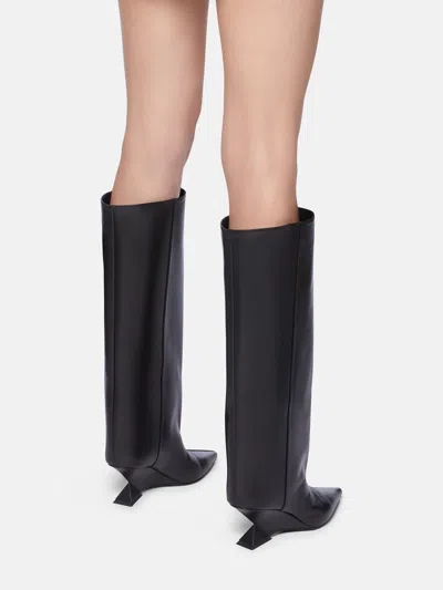 Attico Cheope Leather Knee Boots In Black