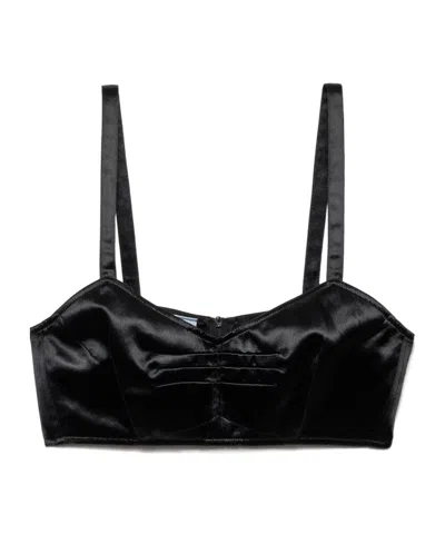 Prada Satin Bra Top In Black