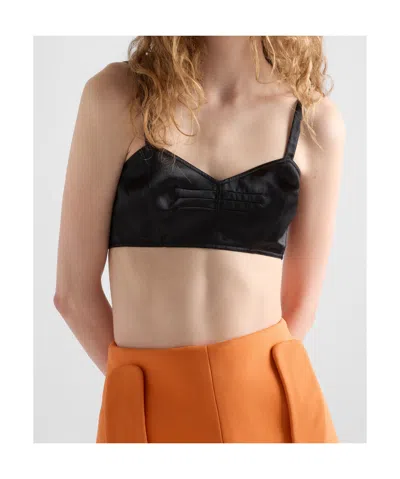 Prada Satin Bra Top In Black