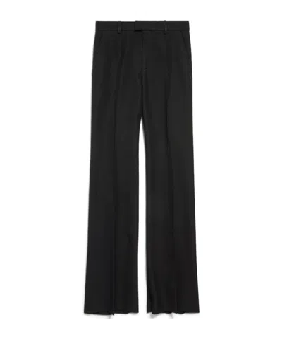 Balenciaga Tailored Flared Pants With Clean Waistband In Black