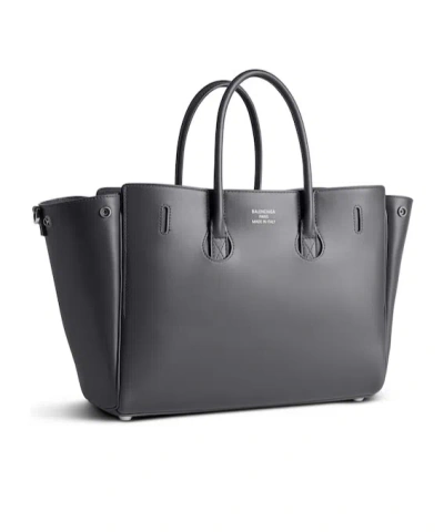 Balenciaga Small Leather Bel Air Carry All Tote Bag In Grey