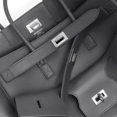 Balenciaga Small Leather Bel Air Carry All Tote Bag In Grey