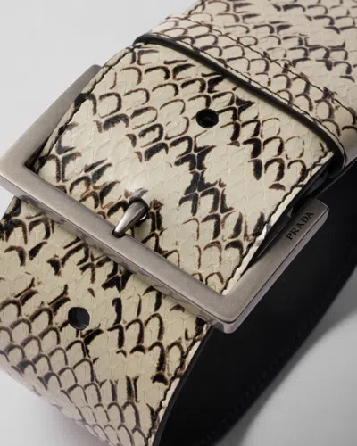 Prada Ayers Leather Wrist Strap In Rock Gray